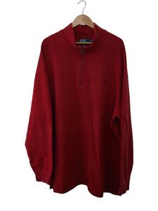 POLO RALPH LAUREN◆スウェット/3XL/コットン/RED/ハーフジップ