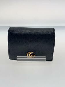 GUCCI◆カードケース_GGマーモント/レザー/BLK/メンズ