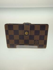 LOUIS VUITTON◆ポルト・フォイユ・ヴィエノワ_ダミエ・エベヌ_BRW/PVC/BRW/レディース/使用感/剥がれ