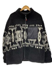 Schott◆NATIVE BOA FLEECE JACKET/フリースジャケット/L/ポリエステル/BLK/3112086