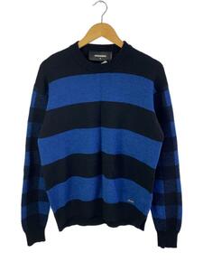 DSQUARED2◆セーター(薄手)/M/ウール/BLK/BLU/ボーダー/S74HA0824