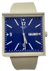 SWATCH◆WHAT IF…BEIGE?/クォーツ腕時計/アナログ/ラバー/NVY/BEG/SO34T700//
