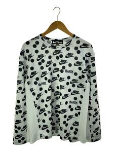 BLACK COMME des GARCONS◆長袖Tシャツ/XL/ポリエステル/WHT/総柄/1D-T103//