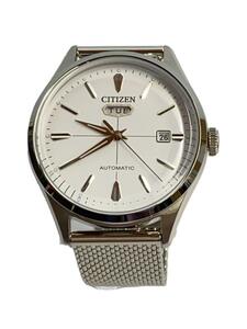 CITIZEN◆自動巻腕時計/アナログ/-/WHT/SLV/8200-S124573