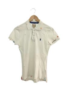 POLO RALPH LAUREN* polo-shirt /-/ cotton /WHT/ processing / beads / embroidery //