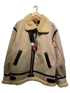 ALPHA INDUSTRIES◆× monkey time OVER Sフライトジャケット/M/フェイクレザー/BEG/無地/TA1579-9