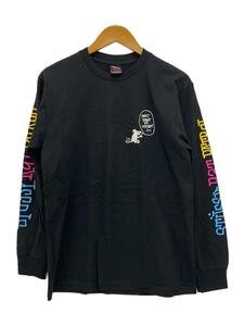 STUSSY◆長袖Tシャツ/M/コットン/BLK/無地