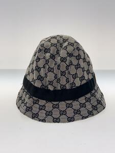 GUCCI◆バケットハット/-/キャンバス/ブラック/総柄/レディース/GG Canvas Hat