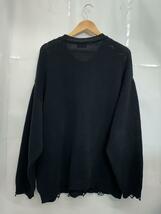 ASKYURSELF◆Tatoo Knit Sweater/セーター(厚手)/L/コットン/BLK/無地_画像2