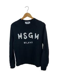 MSGM◆Made in Italy/プリントロゴ/スウェット/S/コットン/BLK/無地