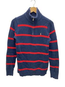 POLO RALPH LAUREN◆セーター(薄手)/L/コットン/NVY/ボーダー/ハーフジップ