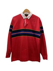 J.CREW◆90s/ラガーシャツ/長袖シャツ/M/コットン/RED