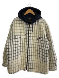 Supreme◆23AW/Plaid Hooded Zip Up Shirt/XXL/コットン/WHT/チェック