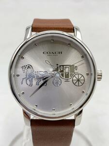 COACH◆クォーツ腕時計/アナログ/レザー/SLV/BRW/SS/14503495