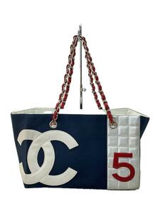 CHANEL◆ハンドバッグ/-/NVY/無地/A18643/ココマーク/No5/キャンバス/チェーントート