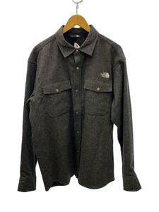 THE NORTH FACE◆BRUSHWOOD WOOL SHIRT_ブラッシュウッドウールシャツ/XL/ウール/GRY/ヘリンボーン