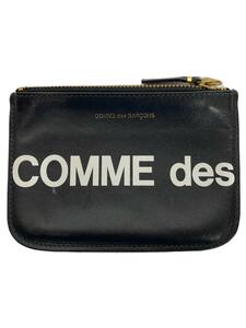 COMME des GARCONS◆コインケース/レザー/BLK/プリント/メンズ