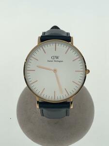 Daniel Wellington◆クォーツ腕時計/アナログ/レザー/WHT/BLK/DW00100036