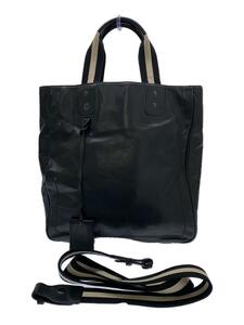 BALLY◆トートバッグ/レザー/BLK