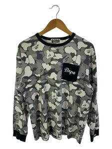 A BATHING APE◆Shark camoflage print l/s Top/M/コットン/BLK/カモ/001LTH801001M