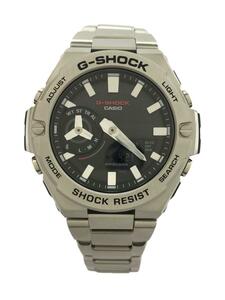 CASIO◆ソーラー腕時計_G-SHOCK/デジアナ/ステンレス/BLK/SLV/SS//