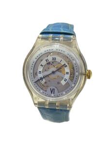 SWATCH◆スケルトン/自動巻腕時計/アナログ/レザー/CLR/BLU/AG1994