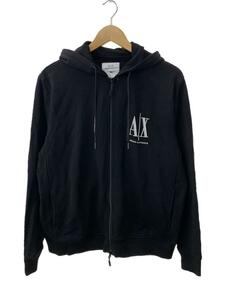 ARMANI EXCHANGE◆ジップパーカー/L/コットン/BLK/ブラック/無地/8NZMPP ZJ1ZZ/フロントミニロゴ