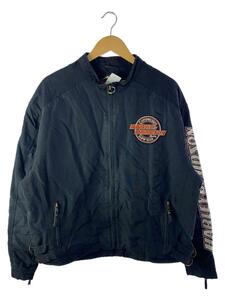 HARLEY DAVIDSON◆ジャケット/XL/ナイロン/BLK/レーシングジャケット/ジップ破損