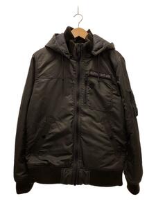 ALPHA INDUSTRIES◆フライトジャケット/HOODED RIB JACKET/XL/KHK/TA1049-076/使用感有