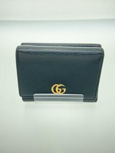 GUCCI◆3ツ折サイフ_GGマーモント/レザー/BLK/レディース