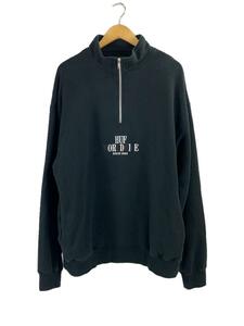 HUF◆HUF WORLDWIDE/ハーフジップスウェット/L/コットン/BLK