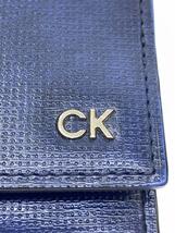 CK Calvin Klein◆2つ折り財布/レザー/BLU/総柄/メンズ_画像3