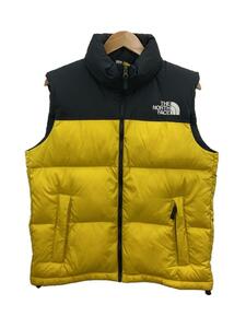 THE NORTH FACE◆NUPTSE VEST_ヌプシベスト/L/ナイロン/YLW/無地