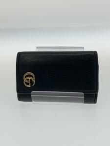 GUCCI◆GGマーモント/キーケース/レザー/BLK/メンズ