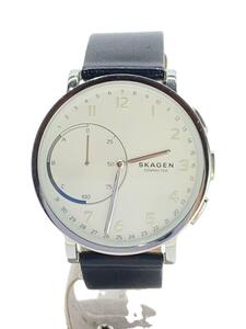 SKAGEN◆クォーツ腕時計/アナログ/レザー/WHT/BLK/SS/SKT1101