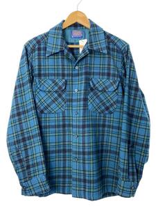 PENDLETON◆長袖シャツ/M/ウール/BLU/チェック//