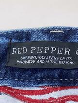 RED PEPPER◆ストレートパンツ/31/コットン/インディゴ/無地/デニム/ヒップ刺繍入り/ワッペン_画像4