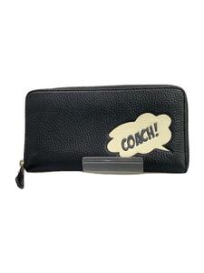 COACH◆marvelコラボ/長財布/レザー/BLK/プリント/レディース