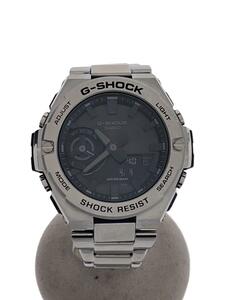 CASIO◆ソーラー腕時計_G-SHOCK/デジアナ/ステンレス/BLK/SLV