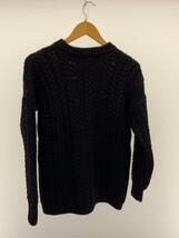 GUERNSEY WOOLLENS◆クルーネック ケーブルニット セーター(厚手)/36/ウール/BLK_画像2