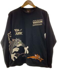 VANSON◆長袖Tシャツ/XL/コットン/BLK