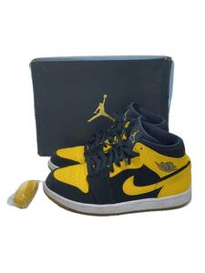 NIKE◆AIR JORDAN 1 MID/エアジョーダンミッド/ブラック/554724-035/28cm/BLK/レザ