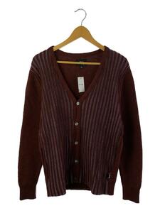 STUSSY◆Stripe Cardigan/カーディガン(薄手)/S/コットン/BRW/ストライプ