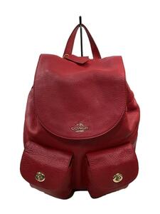 COACH◆リュック/レザー/RED/F31470/全体的に来汚れ有