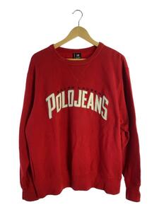 POLO JEANS CO.◆スウェット/M/コットン/RED/無地/色褪せ着用感