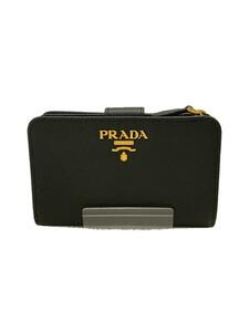 PRADA◆サフィアーノ/ロゴ/1ML225/2つ折り財布/レザー/BLK/レディース