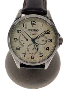 SEIKO◆自動巻腕時計/アナログ/レザー/CRM/BRW/SS/6r21-01a0