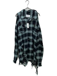 SUGARHILL◆23ss/BURNT OMBRE PLAID BLOUSE/長袖シャツ/0/レーヨン/BLU/23SSSH15