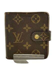 LOUIS VUITTON◆コンパクト・ジップ_モノグラム・キャンバス_BRW/PVC/BRW/レディース