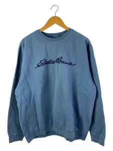 EDDIE BAUER◆90s/筆記ロゴ刺繍/スウェット/L/コットン/BLU